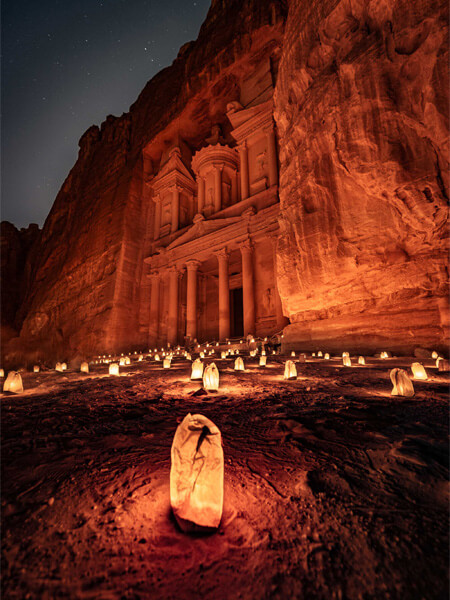 site Jordanie de Petra la nuit