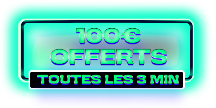 Illustration d'un texte annonçant promotions 100€ de remises toutes les 3 minutes lors du live Black Friday 2024